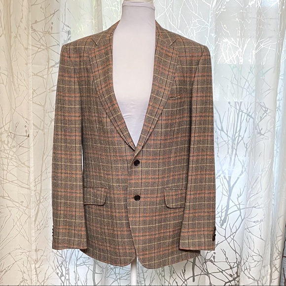 Etro Other - ETRO brown tan orange plaid print colorful leaf inside sport coat blazer jacket